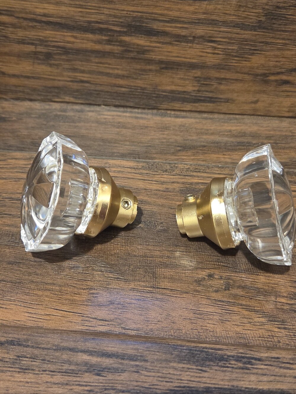 Vintage style crystal and brass-plated door knobs